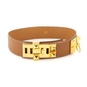 HERMES Collier de Chien Medor Belt Couchevel Epsom Gold 70 Women's 90282033